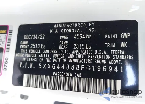 2023 Kia K5 Gt z USA, uszkodzony, nr VIN 5XXG44J88PG196941